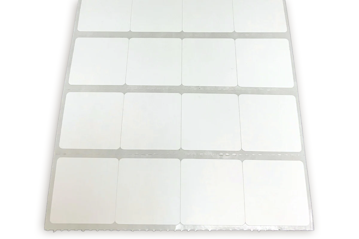 Direct Thermal Paper Slide Labels - 4 Across - 3" Core - Perforated - 0.9375" x 0.9375" - LA-DT166-4A3CP