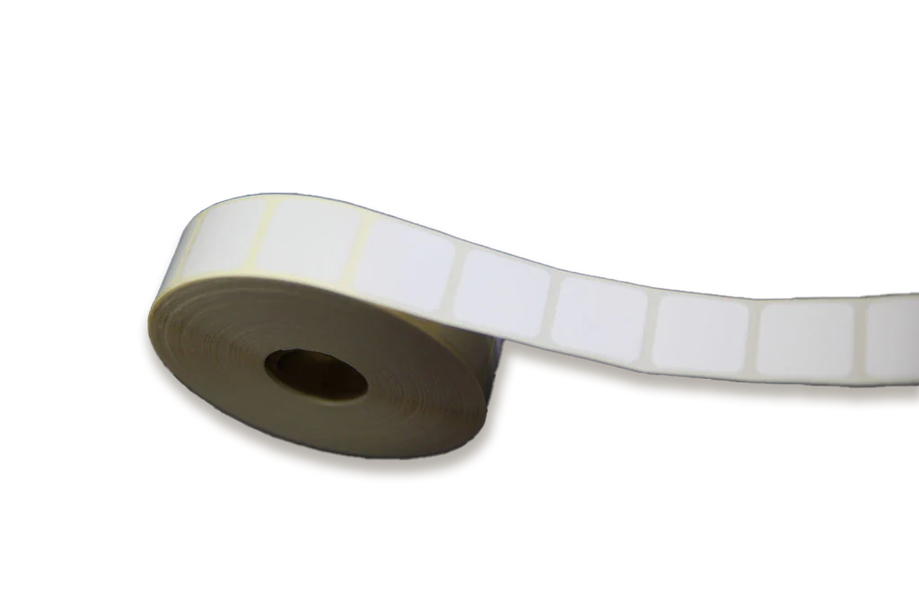 White Thermal Transfer Polyester Slide Labels, Xylene and Chemical Resistant - Opaque Liner 0.9375" x 0.9375" - LA-TFF171-1A1CP