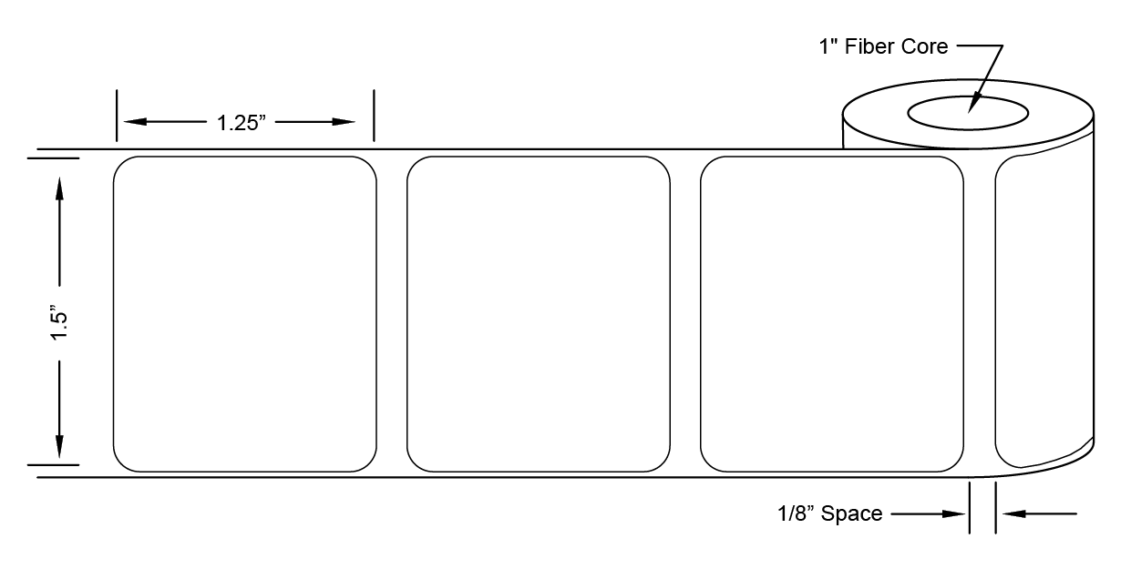 Direct Thermal Paper Slide Label - 1 Label Across, 1.5" x 1.25" - LA-DT101-1A1C