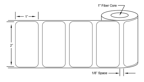 Direct Thermal Paper Slide Label - 1 Label Across, 2" x 1" - LA-DT181-1A1C