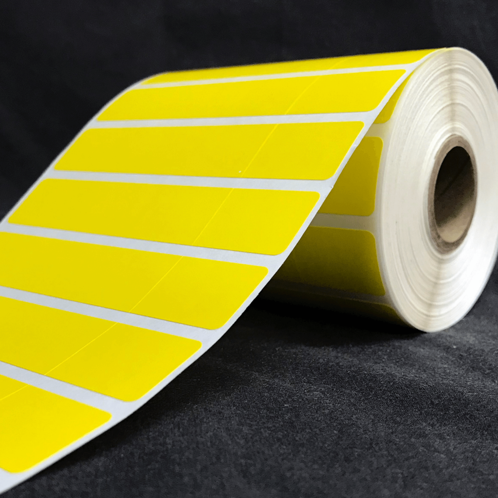 White Thermal Transfer Paper with Yellow Adhesive (Two Label Sets) - 0.96875" x 0.75" and 3" x 0.75" - LA-TP127B1A1C-Y