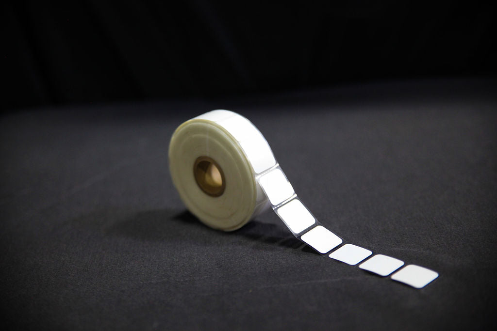 White Thermal Transfer Polyester Slide Labels, Xylene and Chemical Resistant - Clear Liner - 0.875" x 0.875" - LA-TFC140-1A1CP