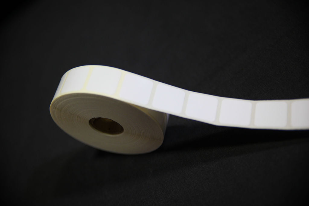 White Thermal Transfer Polyester Slide Labels, Xylene and Chemical Resistant - Opaque Liner 0.9375" x 0.9375" - LA-TFF171-1A1CP