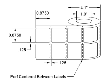 Thermal Transfer Paper Slide Labels - 2 Labels Across - 0.875" x 0.875" - LA-TP140-2A1CP