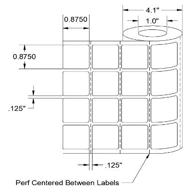 Thermal Transfer Paper Slide Labels - 4 Labels Across - 0.875" x 0.875" - LA-TP140-4A1CP