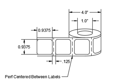 White Thermal Transfer Polyester Slide Labels, Xylene and Chemical Resistant - Opaque Liner 0.9375" x 0.9375" - LA-TFF171-1A1CP